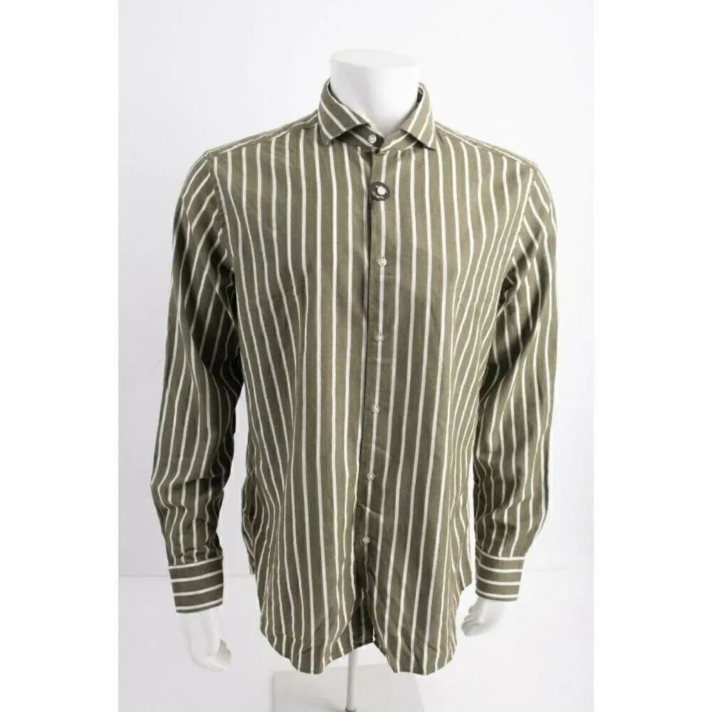 Massimo Dutti Mens Oxford Shirt XXL Green White